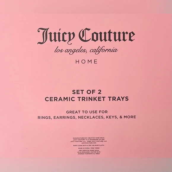 Juicy Couture Pink Ceramic Trinket Tray Set NIB - Picture 4 of 4